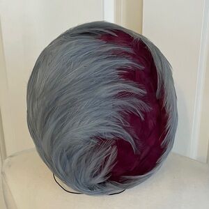 Chic Gray and Purple Feathered Women's Hat